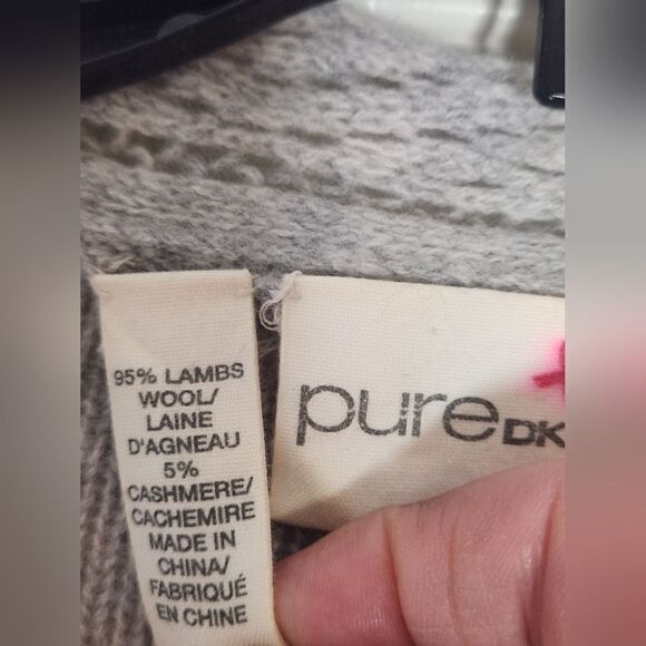 Pure DKNY  M/L Gray Lngslvs Knitted Tie WOOL CASHMERE Women’s Opened Cardigan - Picture 7 of 9